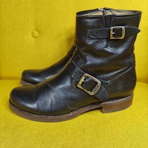 Frye Veronica Short Boot Buckle Black Leather Women's Shoe Size 9.5B